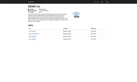 Company profile with jobs list